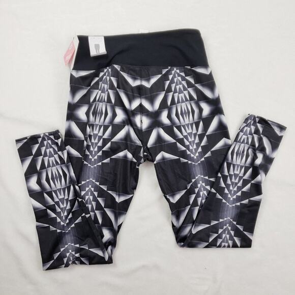 Marika Performance Legging Women XL Jordan Black White Geometric Workout Pants - Picture 4 of 12